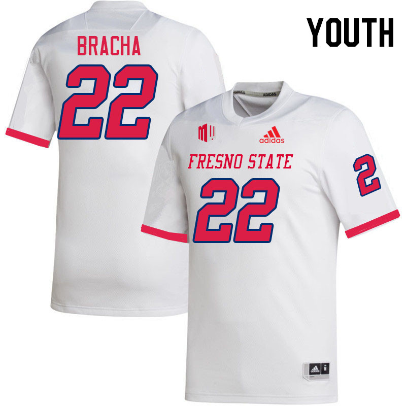 Youth #22 Camryn Bracha Fresno State Bulldogs College Football Jerseys Stitched-White